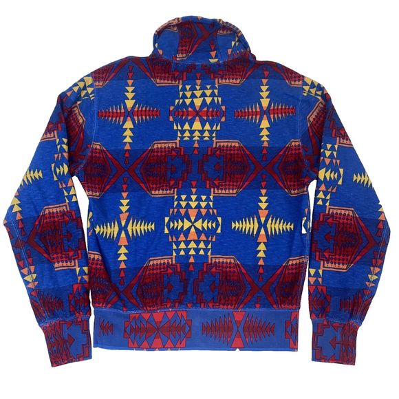 Ralph Lauren Polo Blue Red Aztec Shawl Sweater Snow Beach Stadium Size Medium - Picture 8 of 13